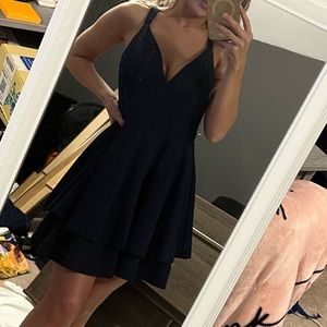 Navy blue dress, size medium. Clean smoke free home. Worn once.